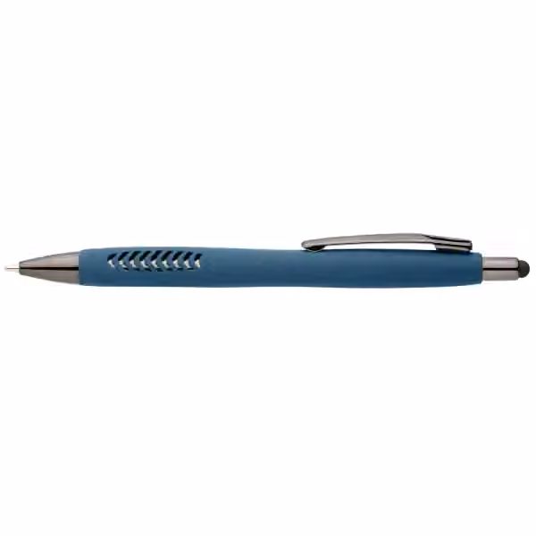 Avalon Kugelschreiber mit Stylus in Steinoptik aus recyceltem Kunststoff in Marineblau