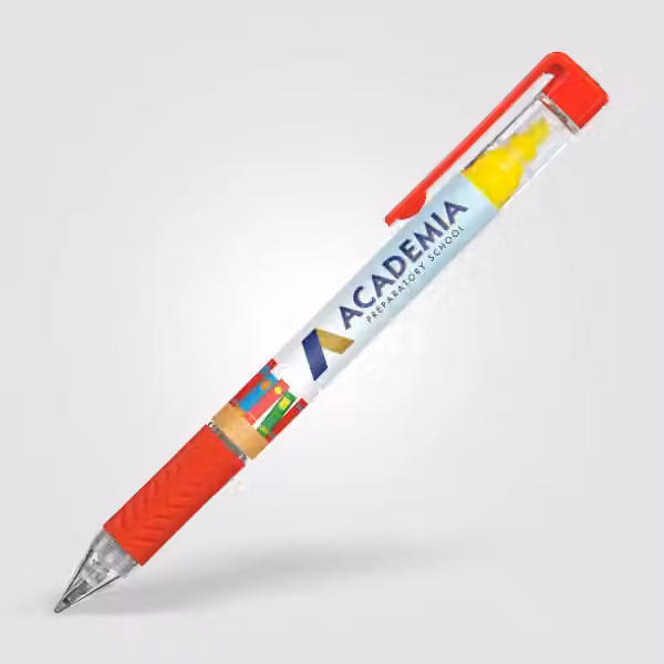 ‭Bergman Kugelschreiber mit Textmarker & farbigem Griff in Rot