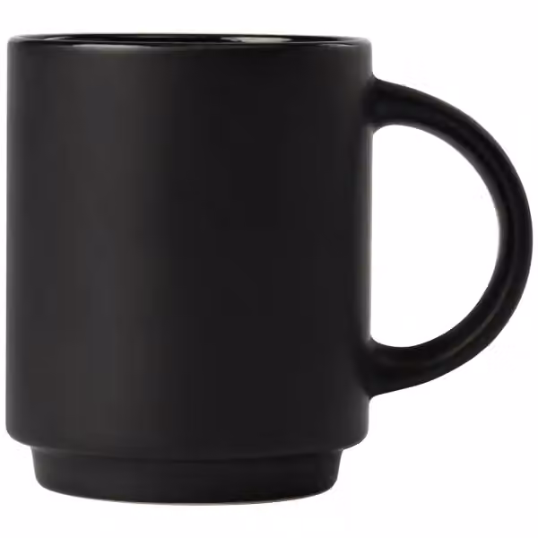 Café Duo - 325 ml Keramiktasse & Bambusbrett-Set in Schwarz
