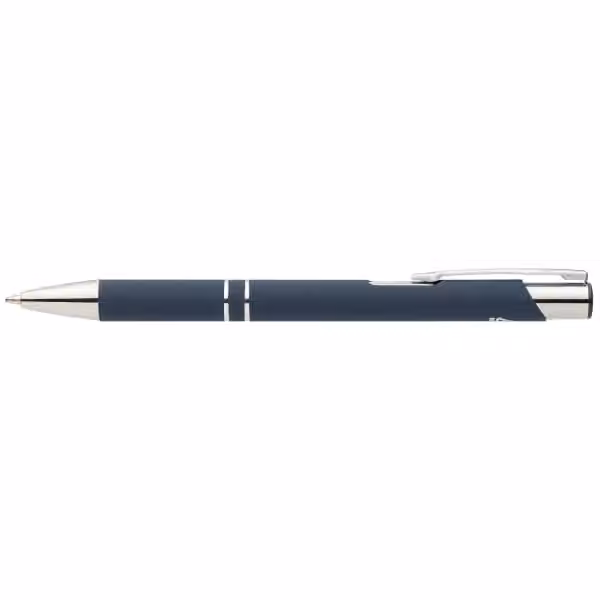 Crosby Kugelschreiber mit Soft-Touch-Finish und Chromverzierungen aus recyceltem Aluminium in Marineblau