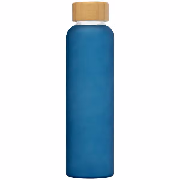 Lucerne - 590 ml Borosilikat-Glasflasche in Milchglasoptik mit Bambus-Deckel in Dunkelblau