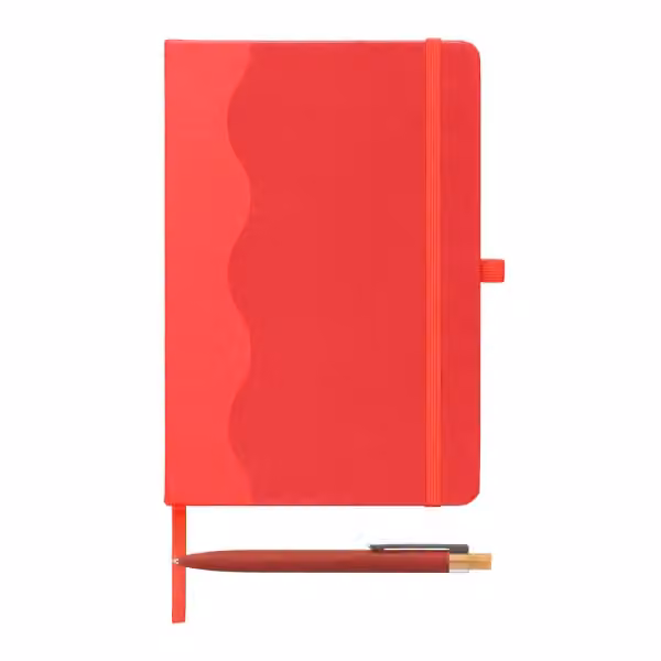 Grete Notizbuch- und Kugelschreiber-Set mit Wellenmuster aus recyceltem Material – A5