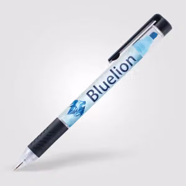Bergman Kugelschreiber mit Textmarker in Blau
