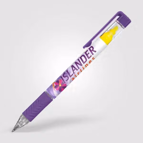 ‭Bergman Kugelschreiber mit Textmarker & farbigem Griff in Lila