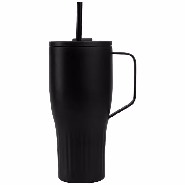 Majesty Recycling-Edelstahlbecher mit Trinkhalm - 890 ml in Schwarz