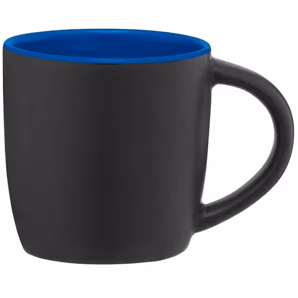 Zanzibar Keramiktasse Schwarz mit Farbeffekt im Innenraum – 355 ml in Königsblau