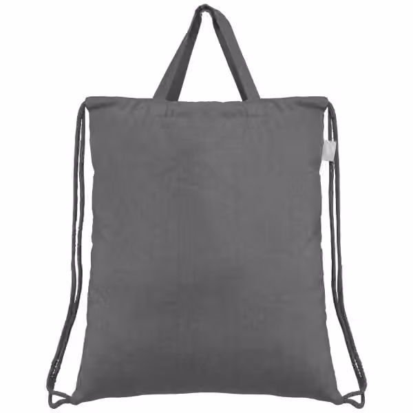 Palma - Rucksack & Tragetasche mit Kordelzug aus recycelter Baumwolle (140 g/m²) in Grau