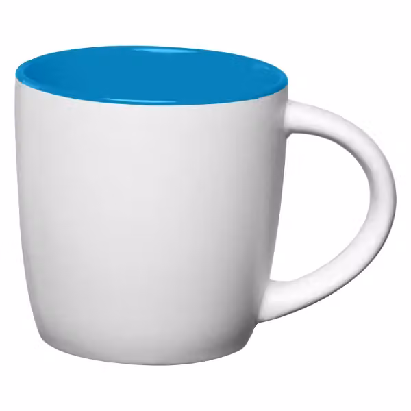 Zanzibar Keramiktasse Weiss mit Farbeffekt im Innenraum – 355 ml in Hellblau