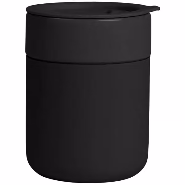 Obsidian - 295 ml Matte Keramik- und Silikonbecher mit Deckel in Schwarz