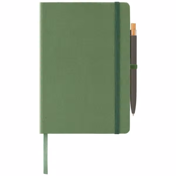 Terra Notizbuch mit festem Einband aus recyceltem Milchkarton - A5 und Reborn Kugelschreiber Set in Waldgrün