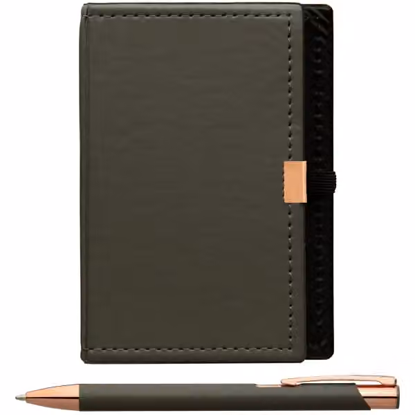 Caddy Notizbuch & Crosby Roségold Kugelschreiber - Geschenkset in Metallisch