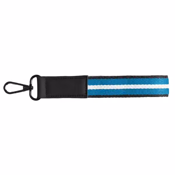 Newport Schlüsselanhänger mit Schnappverschluss und Chevron-Muster aus rPET-Gewebe - 19 x 2,5 cm in Marineblau