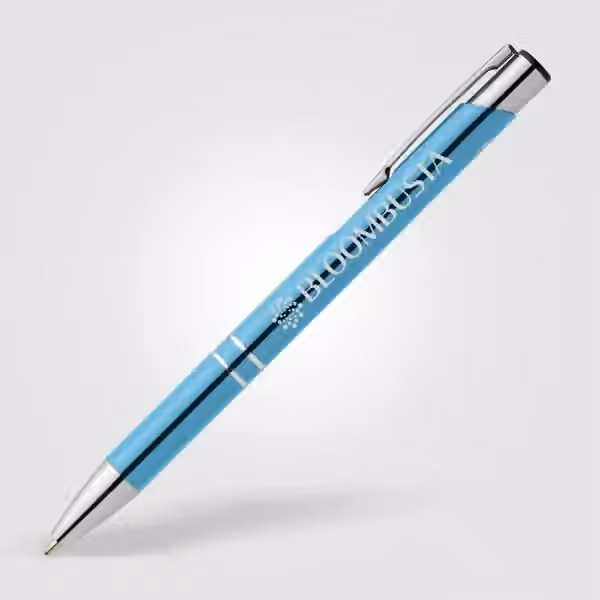 Crosby Kugelschreiber mit Metallic-Chromverzierungen aus recyceltem Aluminium in Hellblau