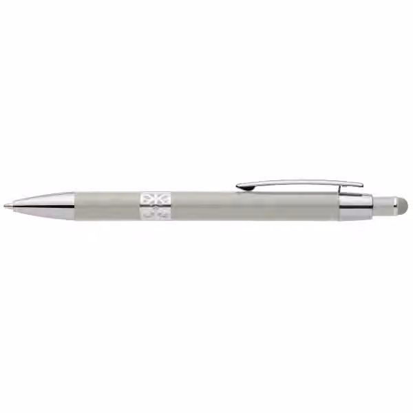 Adorn Kugelschreiber mit Chromverzierung und Stylus aus recyceltem Aluminium in Düne