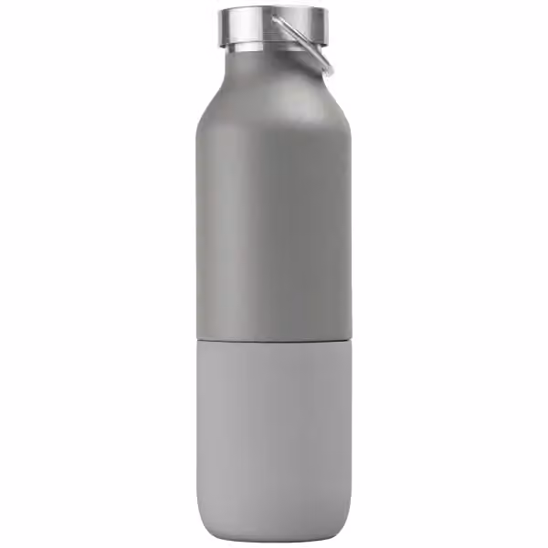 Freya Duo - 2-in-1 590 ml Recycling-Edelstahlflasche - Doppelwandig mit 325 ml Becher in Grau