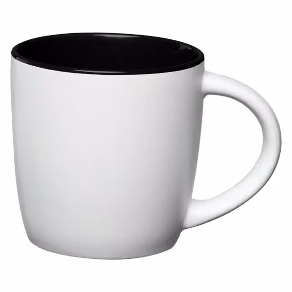 Zanzibar Keramiktasse Weiss mit Farbeffekt im Innenraum – 355 ml in Schwarz