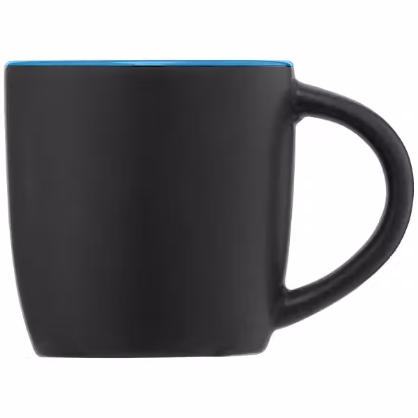Zanzibar Keramiktasse Schwarz mit Farbeffekt im Innenraum – 355 ml in Hellblau