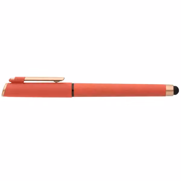 York Gelschreiber mit bronzefarbenen Akzenten und Stylus aus recyceltem Kunststoff in Rot