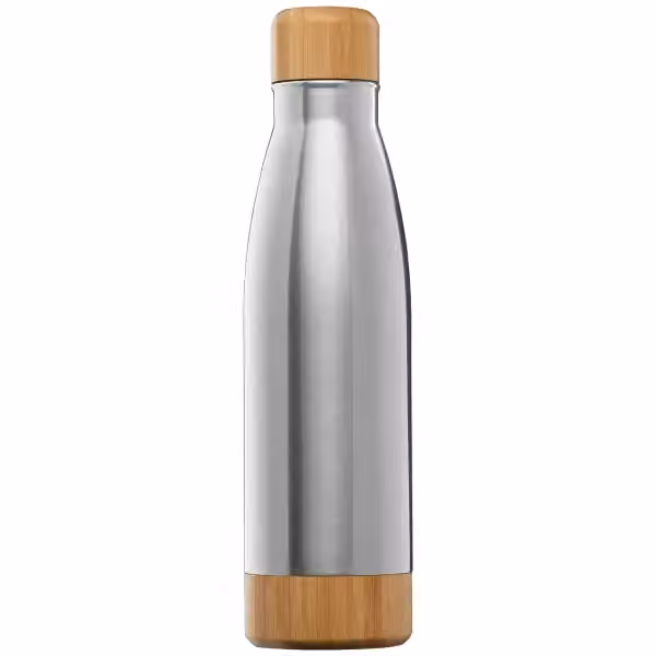 Ibiza Bamboo - 650 ml Edelstahlflasche - Doppelwandig in Chrom