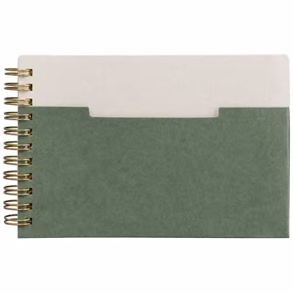 Lino Notizbuch mit Spiralbindung, horizontaler Tasche und FSC-Papier - A6 in Grün