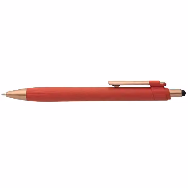 York Kugelschreiber mit bronzefarbenen Akzenten und Stylus aus recyceltem Kunststoff in Rot