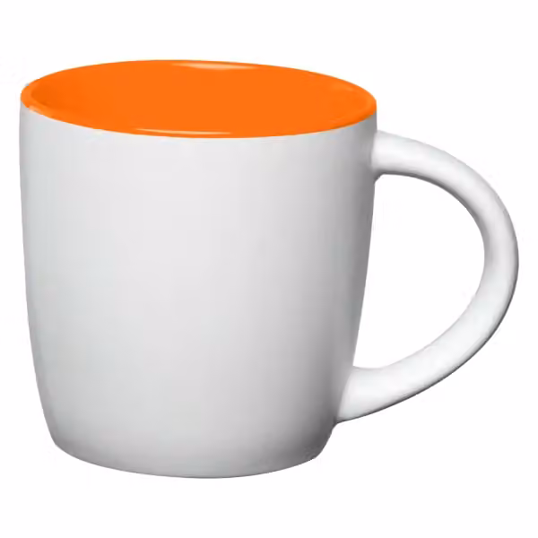 Zanzibar Keramiktasse Weiss mit Farbeffekt im Innenraum – 355 ml in Orange