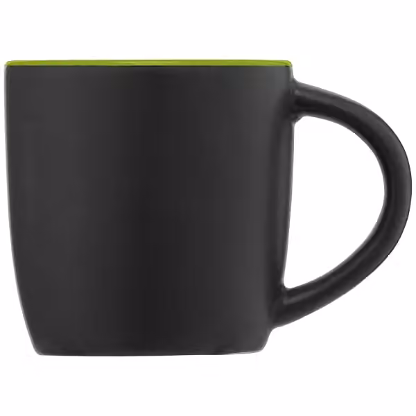 Zanzibar Keramiktasse Schwarz mit Farbeffekt im Innenraum – 355 ml in Limettengrün