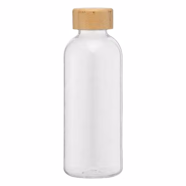 Strom Trinkflasche mit FSC®️ -Bambusverschluss aus rPET – 650ml in Klar