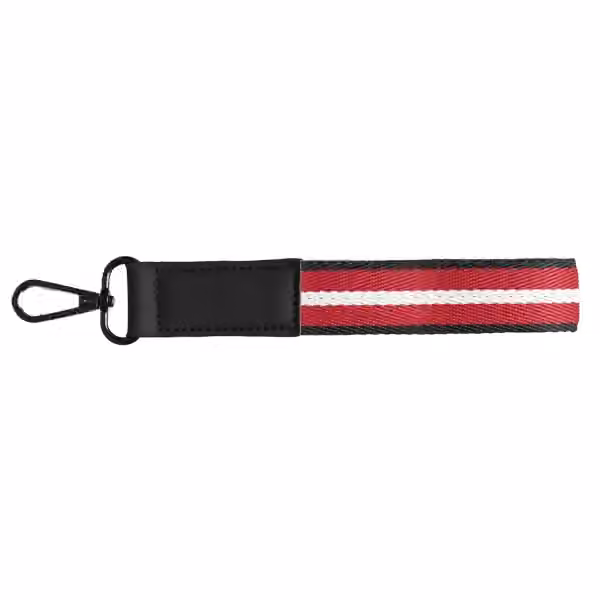 Newport Schlüsselanhänger mit Schnappverschluss und Chevron-Muster aus rPET-Gewebe - 19 x 2,5 cm in Rot