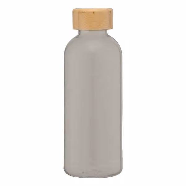 Strom Trinkflasche mit FSC®️ -Bambusverschluss aus rPET – 650ml in Rauchgrau