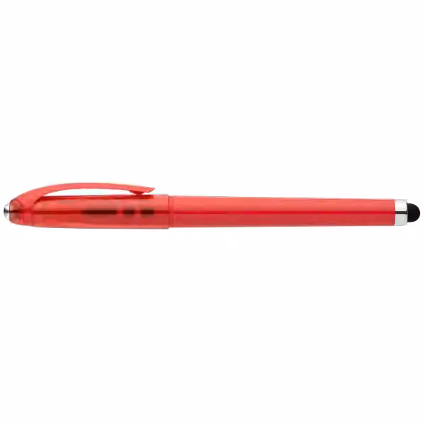 Prism Gelschreiber mit Fidget-Ball-Funktion und Stylus aus recyceltem Kunststoff in Rot