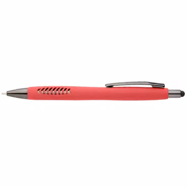 Avalon Kugelschreiber mit Stylus in Steinoptik aus recyceltem Kunststoff in Rot