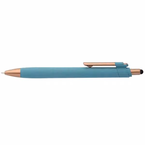 York Kugelschreiber mit bronzefarbenen Akzenten und Stylus aus recyceltem Kunststoff in Hellblau