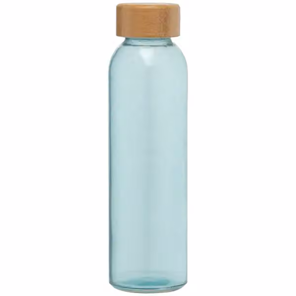 Alpine - 500 ml Glasflasche mit Bambus-Deckel in Aqua
