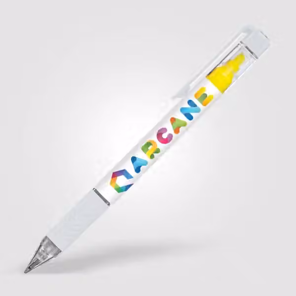 ‭Bergman Kugelschreiber mit Textmarker & farbigem Griff in Weiss
