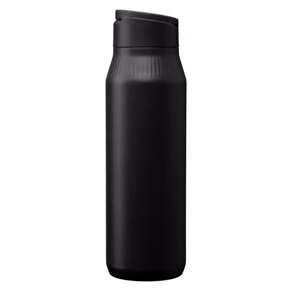 Majesty Trinkflasche aus recyceltem Edelstahl mit Smartphone-Halterung – 750 ml in Schwarz