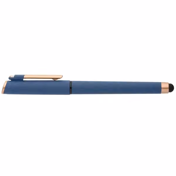 York Gelschreiber mit bronzefarbenen Akzenten und Stylus aus recyceltem Kunststoff in Marineblau
