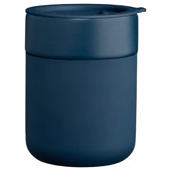 Obsidian - 295 ml Matte Keramik- und Silikonbecher mit Deckel in Marineblau