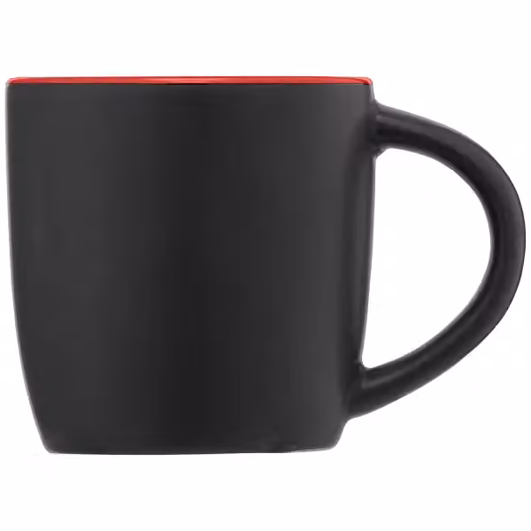 Zanzibar Keramiktasse Schwarz mit Farbeffekt im Innenraum – 355 ml in Rot