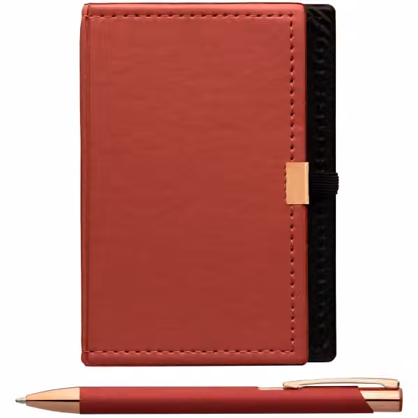 Caddy Notizbuch & Crosby Roségold Kugelschreiber - Geschenkset in Rot