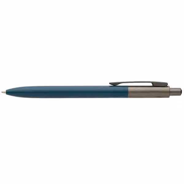Koro Kugelschreiber mit Gunmetal-Verzierung aus recyceltem Aluminium in Marineblau