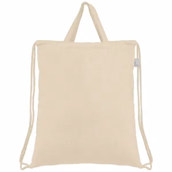 Palma - Rucksack & Tragetasche mit Kordelzug aus recycelter Baumwolle (140 g/m²) in Natur
