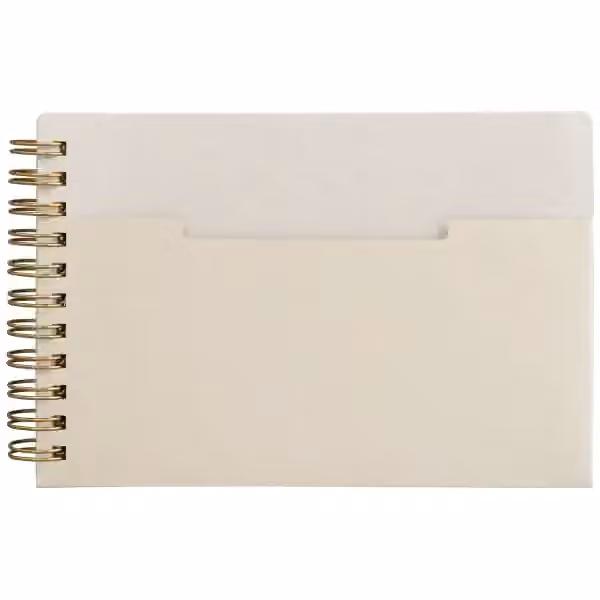 Lino Notizbuch mit Spiralbindung, horizontaler Tasche und FSC-Papier - A6 in Cremefarben