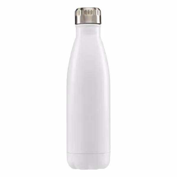 Ibiza - 475 ml Edelstahlflasche - Doppelwandig in Weiss/Chrom