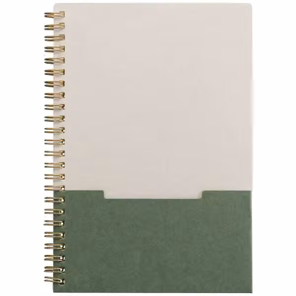 Lino Notizbuch mit Spiralbindung, vertikaler Tasche und FSC-Papier - A5 in Grün