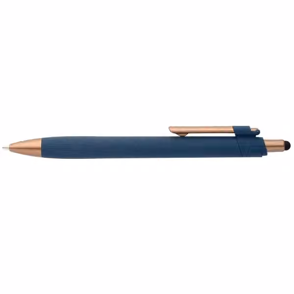 York Kugelschreiber mit bronzefarbenen Akzenten und Stylus aus recyceltem Kunststoff in Marineblau