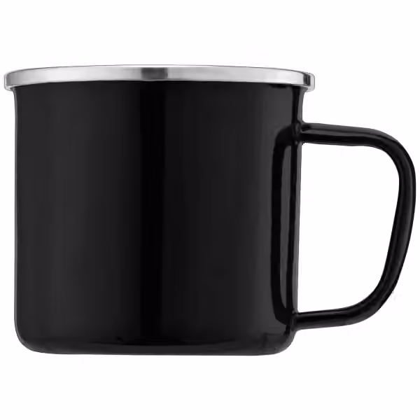 Wyoming - 385 ml Campfire Tasse mit Emaille-Beschichtung und Edelstahlrand in Schwarz