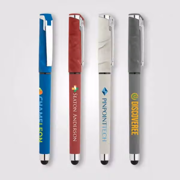 Islander Gelschreiber mit Stylus aus Kunststoff in Marmoroptik