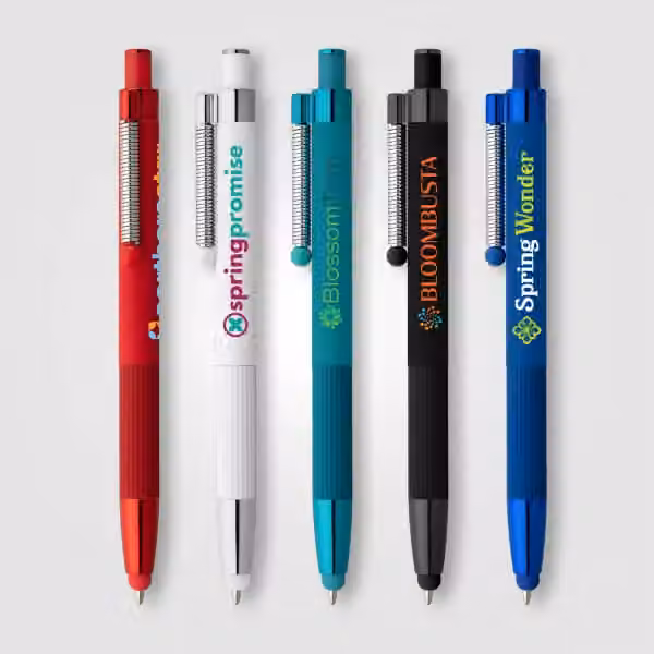 Lisbon Kugelschreiber einfarbig mit Fidget-Funktion und Stylus aus recyceltem Aluminium in Weiss