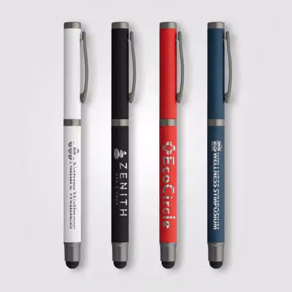Bowie Gelschreiber mit Stylus aus recyceltem Aluminium in Weiss